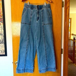 Wide Leg Blue Denim Jeans